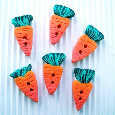 Carrots buttons in polymer clay