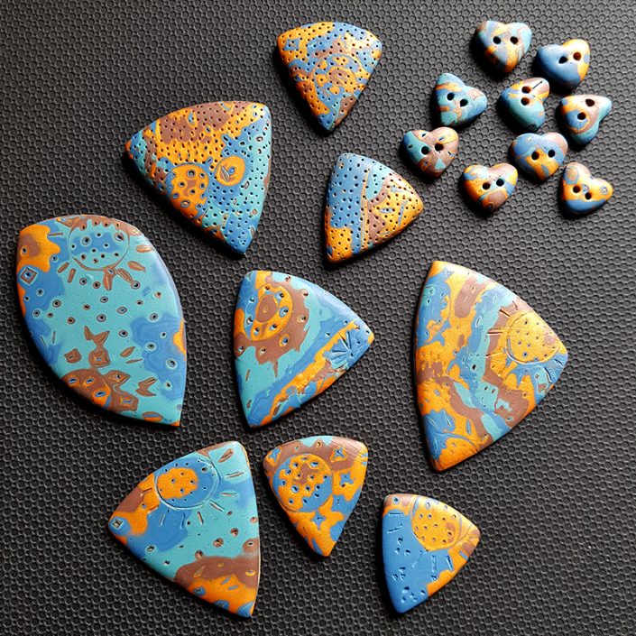 Polymer clay beads and buttons | Mokume-gane | By 2ou3choses.com Polymer clay beads and buttons | Mokume-gane | By 2ou3choses.com