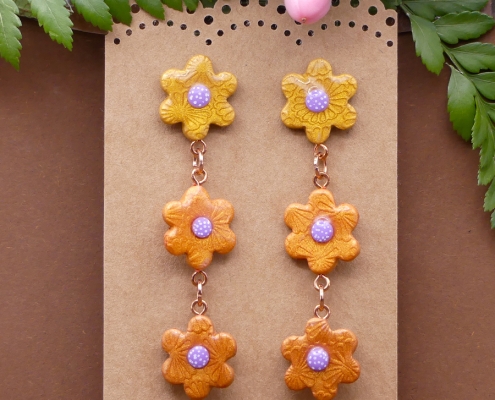 Boucles d'oreilles 3 fleurs or